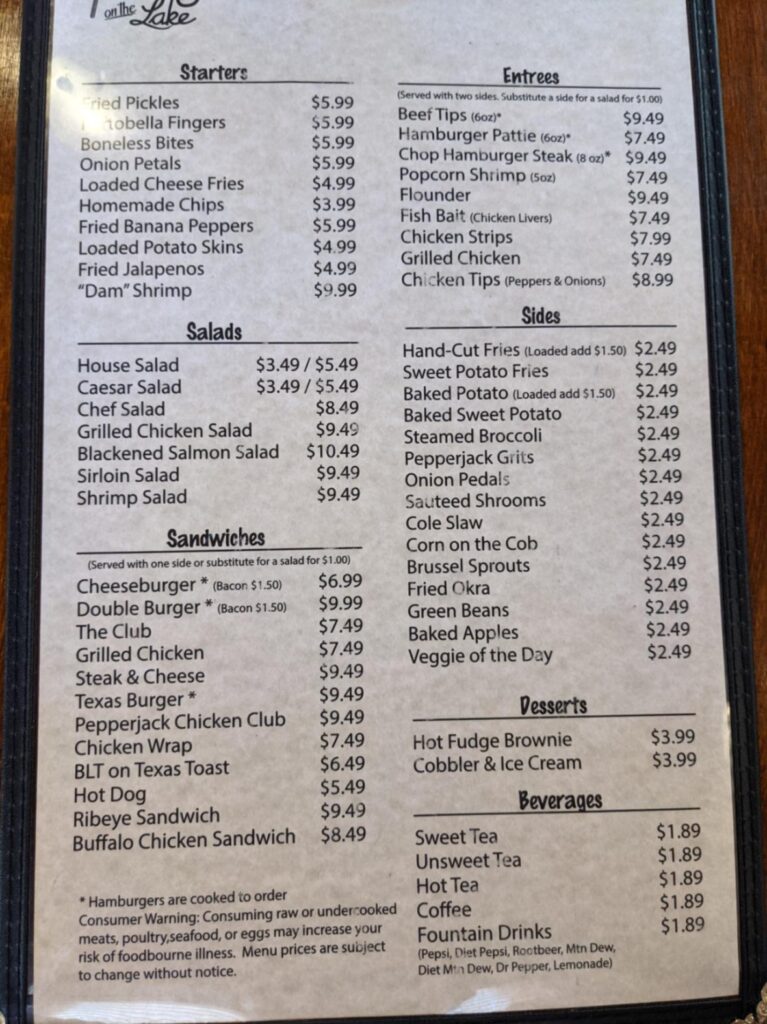 Almost on The Lake Menu 6